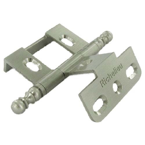 Richelieu Solid Brass 3 1/2" Long Full Wrap Hinge with Ball Tip Finials in Brushed Nickel