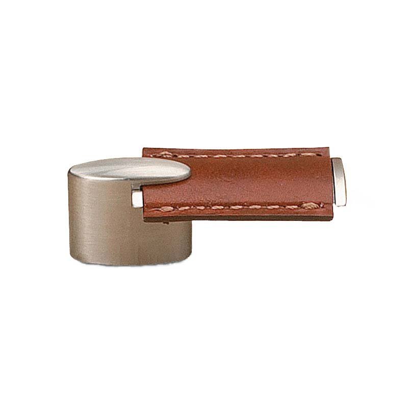 Richelieu 5/8" Centers Leather Pendant Pull in Brushed Nickel and Brown