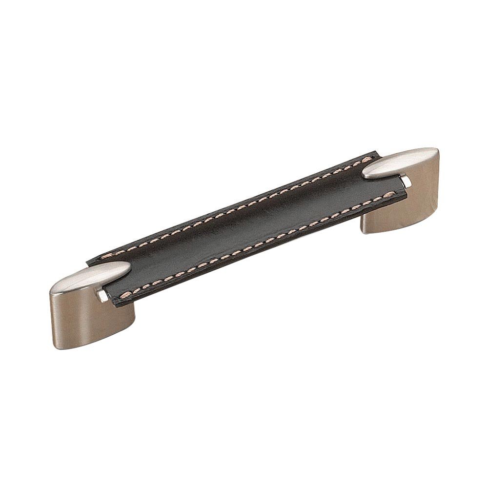 Richelieu 5" Centers Leather Pull in Brushed Nickel and Black