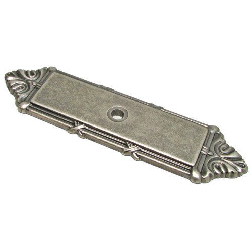 Richelieu 4 3/16" Long Knob Backplate with Twig and Cross-tie Detail in Brushed Nickel