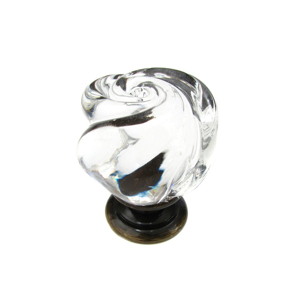 Richelieu 1 3/16" Diameter Rose Knob in Antique English and Clear Murano Glass