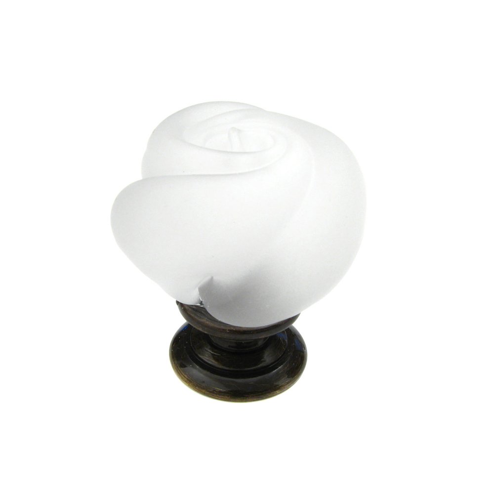 Richelieu 1 3/16" Diameter Rose Knob in Antique English and Frosted Clear Murano Glass