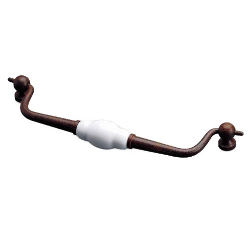 Richelieu Porcelain and Forged Iron 7" Centers Drop Pull in White and Rust