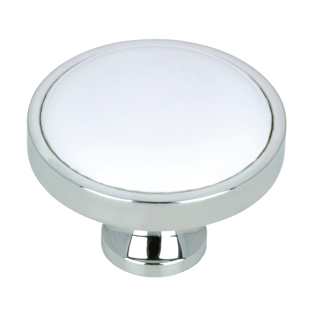 Richelieu Solid Brass 1 1/4" Diameter Knob with Ceramic Insert in Chrome and White