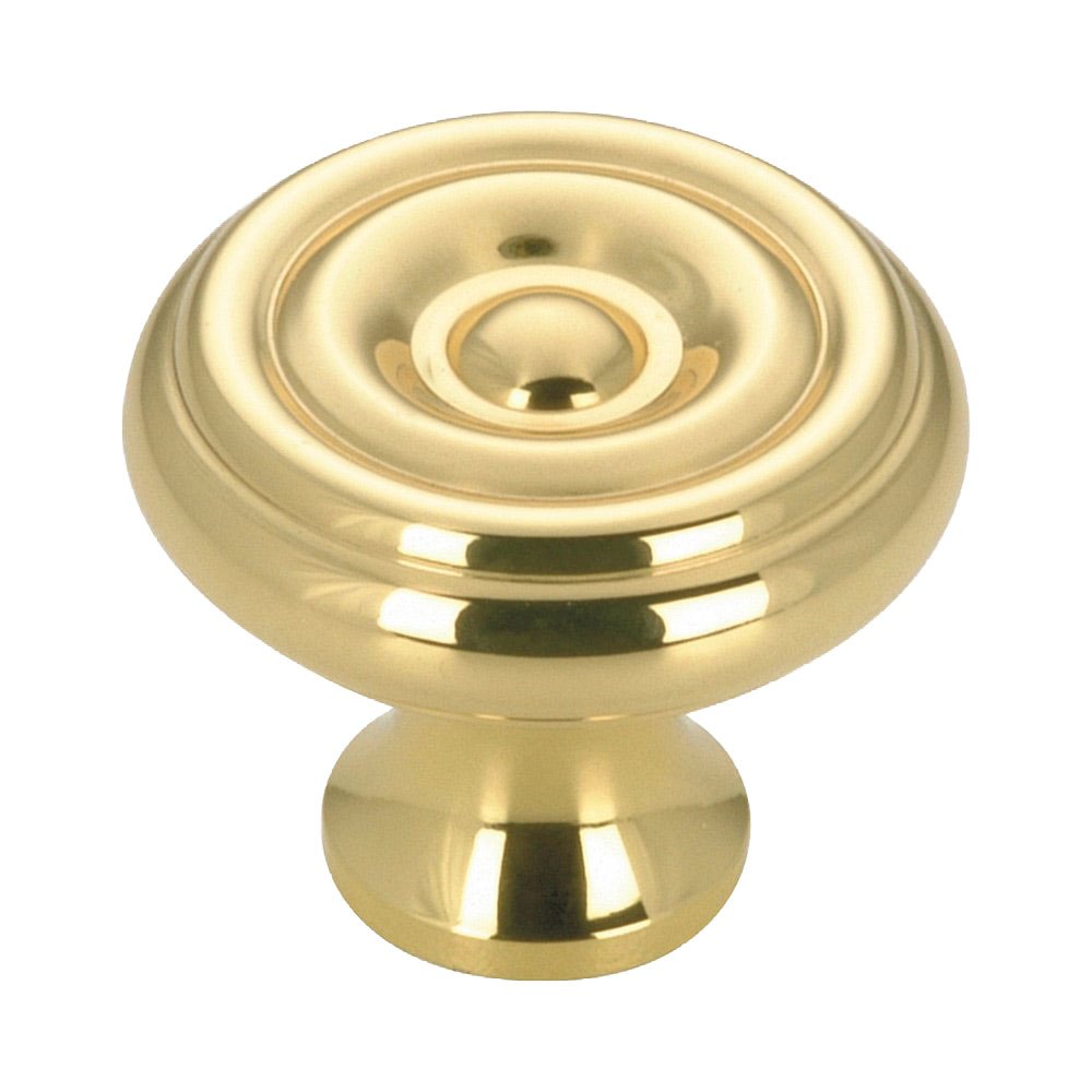 Richelieu Solid Brass 1 1/4" Diameter Flattened Knob with Concentric Circles in Brass