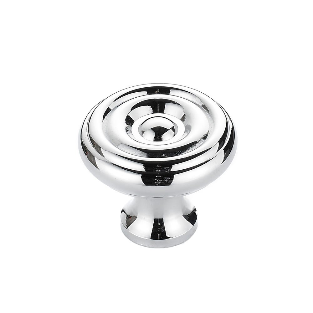 Richelieu Solid Brass 1 1/4" Diameter Flattened Knob with Concentric Circles in Chrome