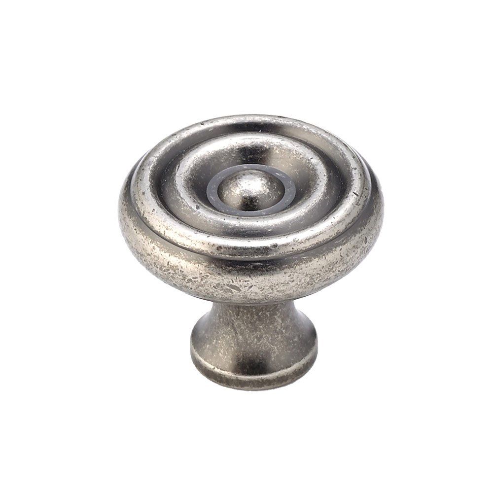 Richelieu Solid Brass 1 1/4" Diameter Flattened Knob with Concentric Circles in Pewter