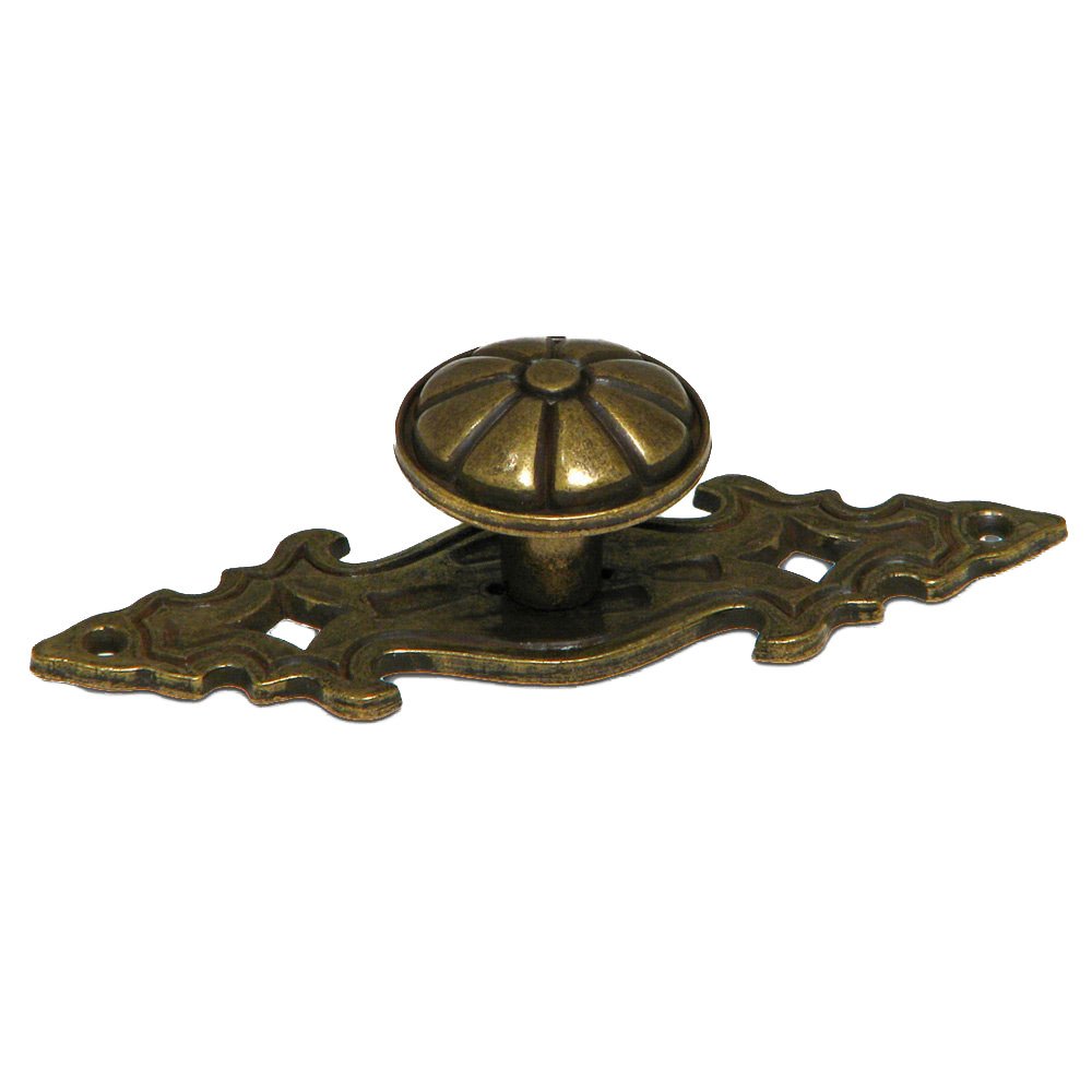 Richelieu 1" Diameter Floral Knob with Decorative Backplate in Burnished Brass