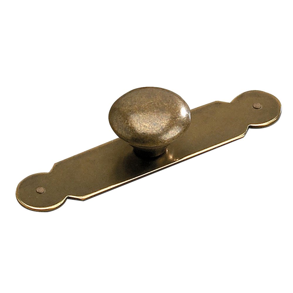 Richelieu Solid Brass 1" Diameter Knob and Backplate in Burnished Brass