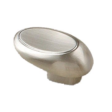 Richelieu 1 25/32" Long Off Center Oval Knob in Brushed Nickel