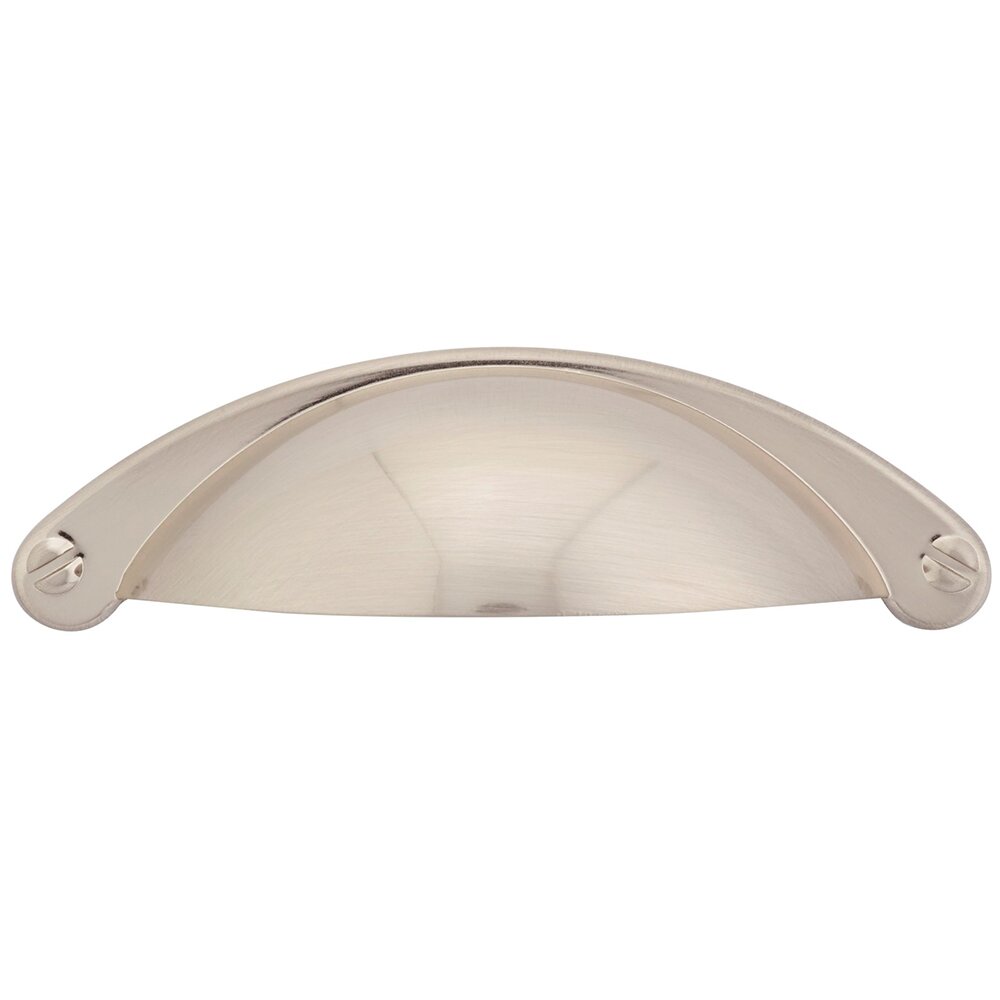 Richelieu 2 1/2" Centers Cup Pull with Faux Screws in Brushed Nickel