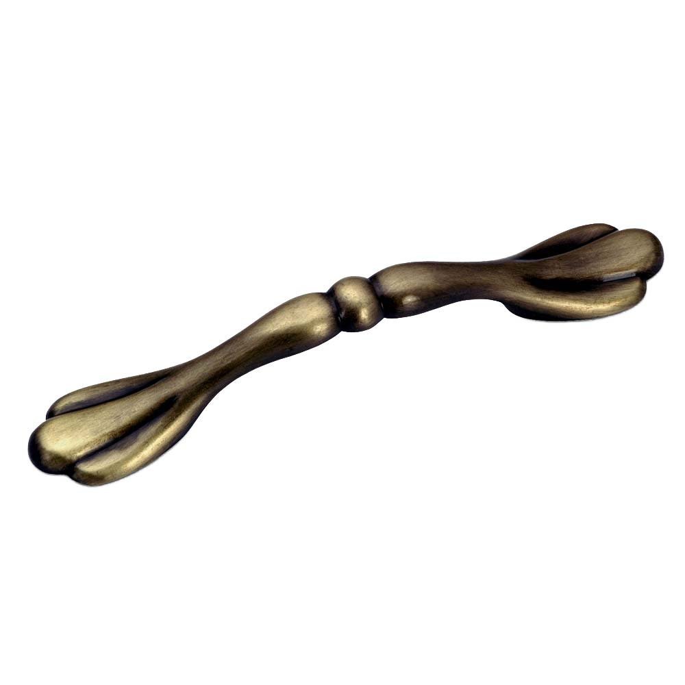 Richelieu 3" Centers Bow Pull with Folds and Bead in Burnished Brass