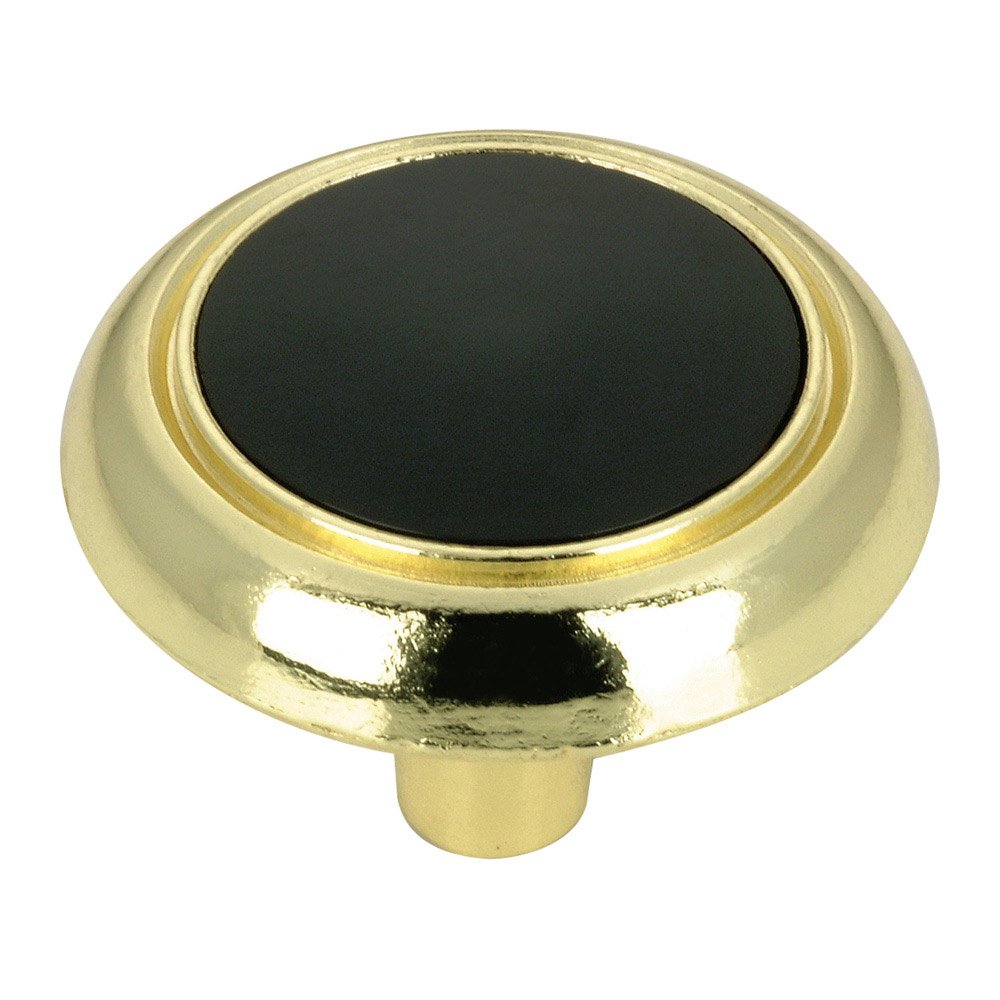 Richelieu 1 1/4" Diameter Knob with Ceramic Insert in Brass and Black