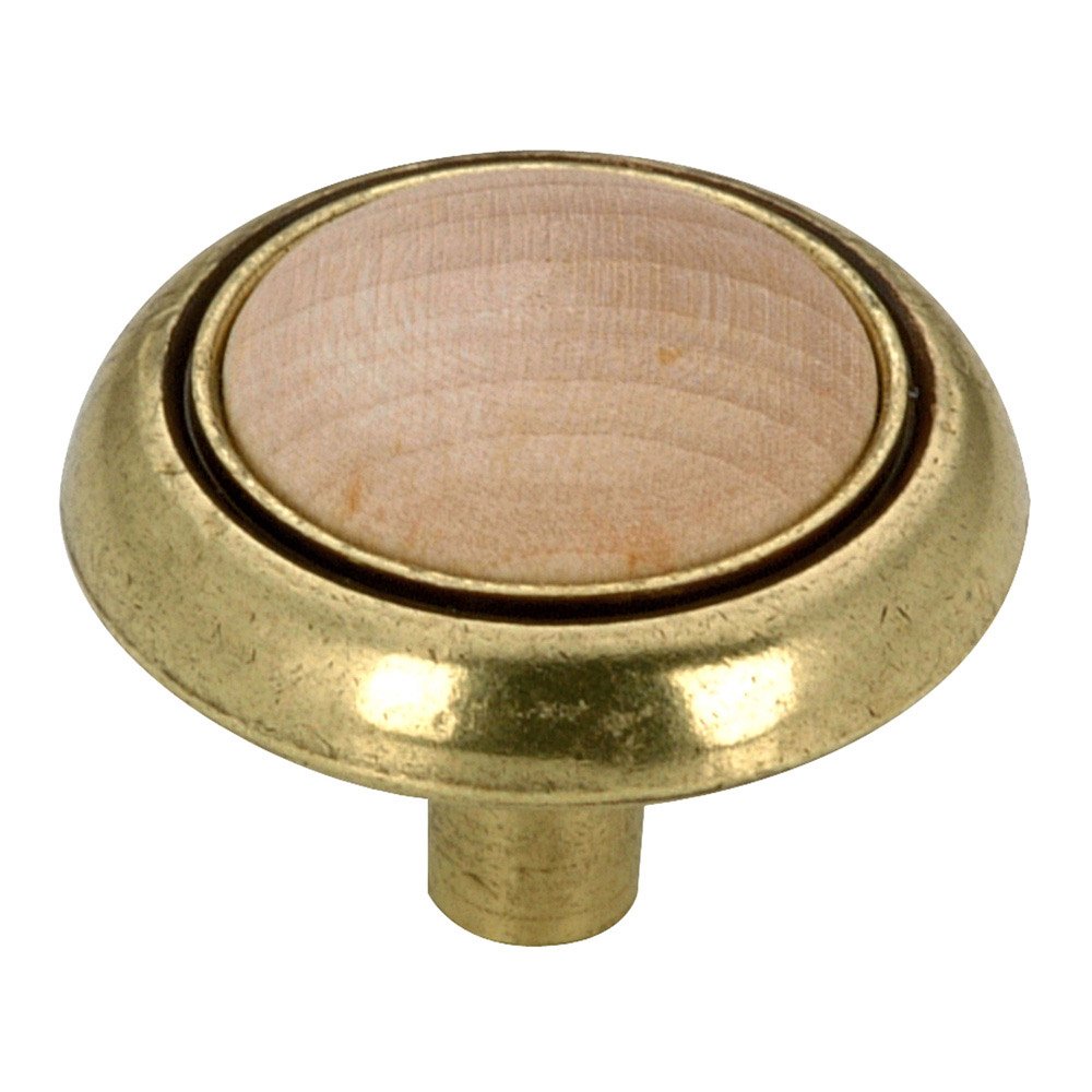 Richelieu Wood 1 1/4" Diameter Inset Knob in Burnished Brass and Maple Natural