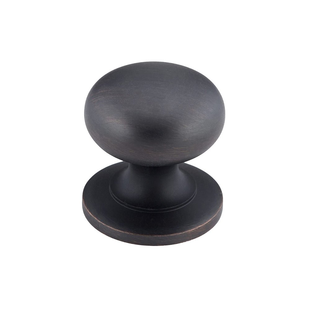 Richelieu Solid Brass 1 1/4" Diameter Round Knob with Large Base in Brushed Oil Rubbed Bronze