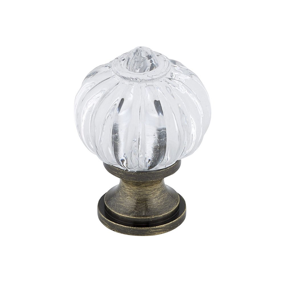 Richelieu Solid Brass 1 1/8" Diameter Scalloped Knob in Antique English and Clear Acrylic