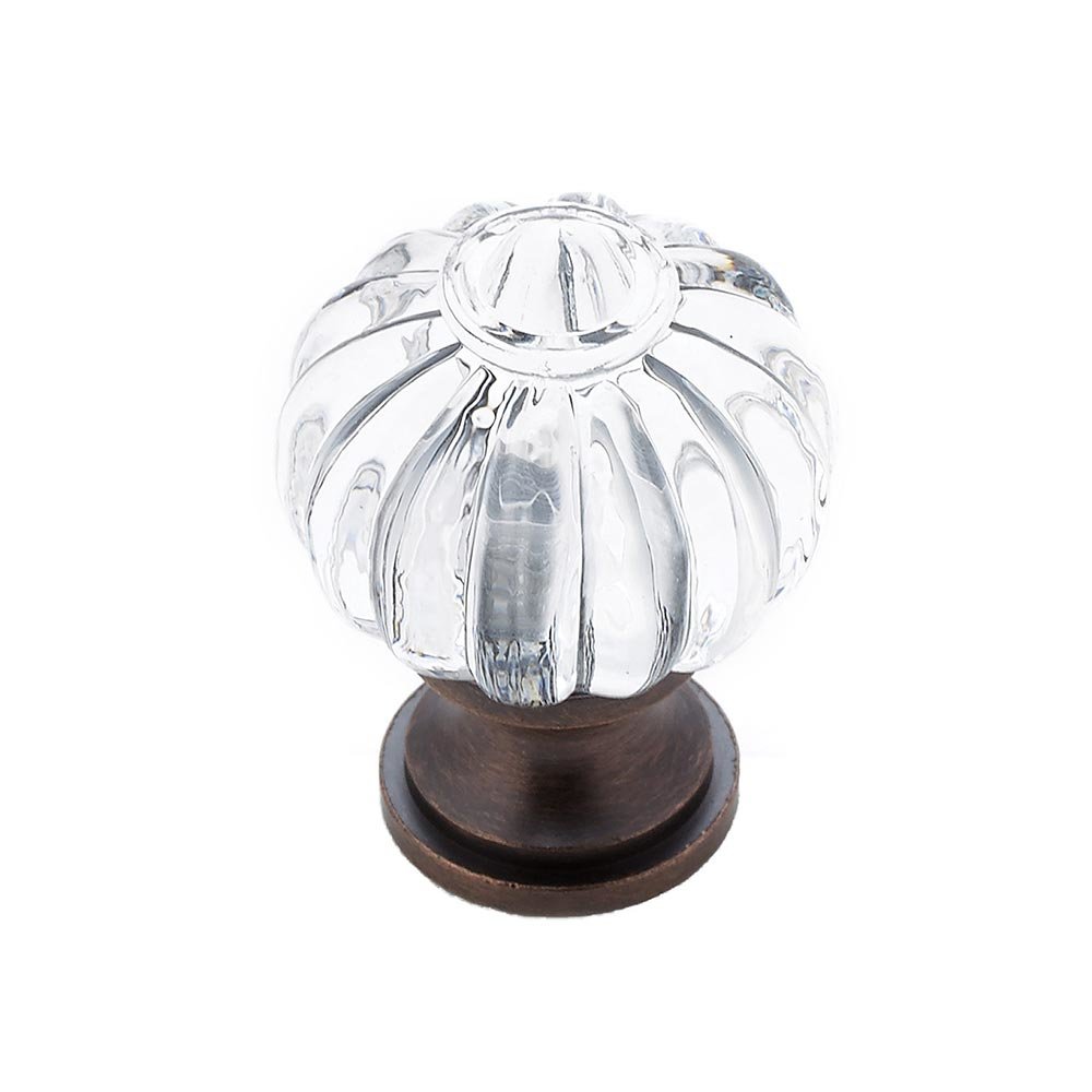 Richelieu Solid Brass 1 1/8" Diameter Scalloped Knob in Brushed Oil Rubbed Bronze and Clear Acrylic