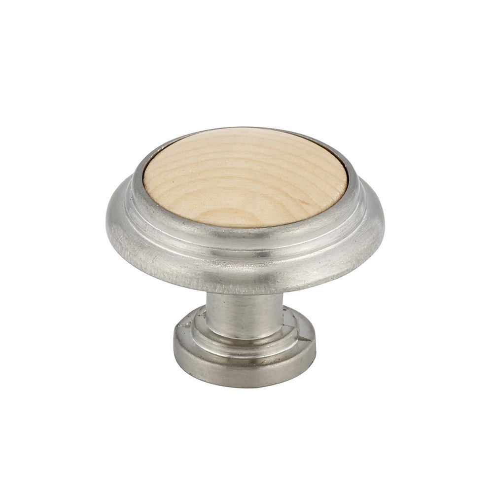 Richelieu 1 1/4" Diameter Knob with Wood Insert in Brushed Nickel and Maple Natural