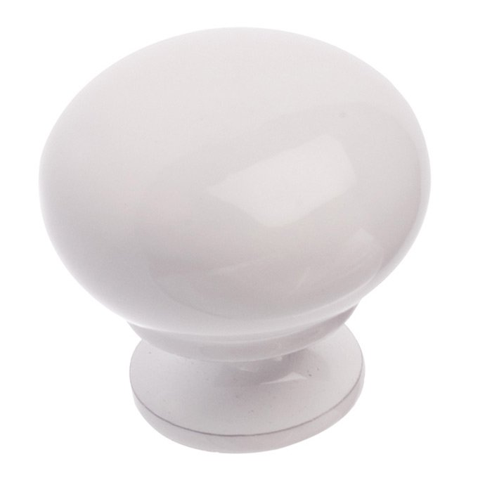 Richelieu Hollow Brass 1 1/4" Diameter Round Knob with Small Base in White