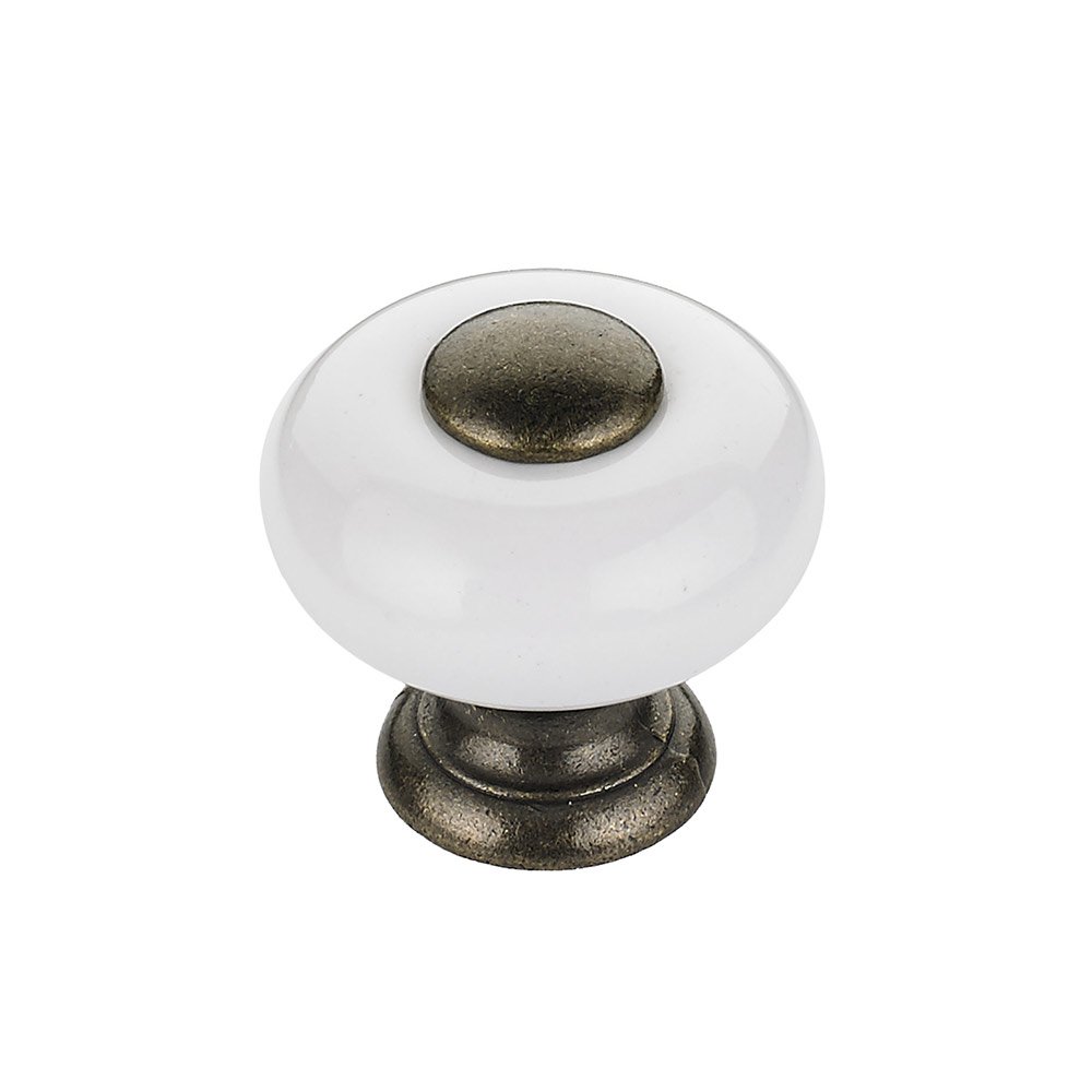 Richelieu Ceramic 1" Diameter Button Knob in White