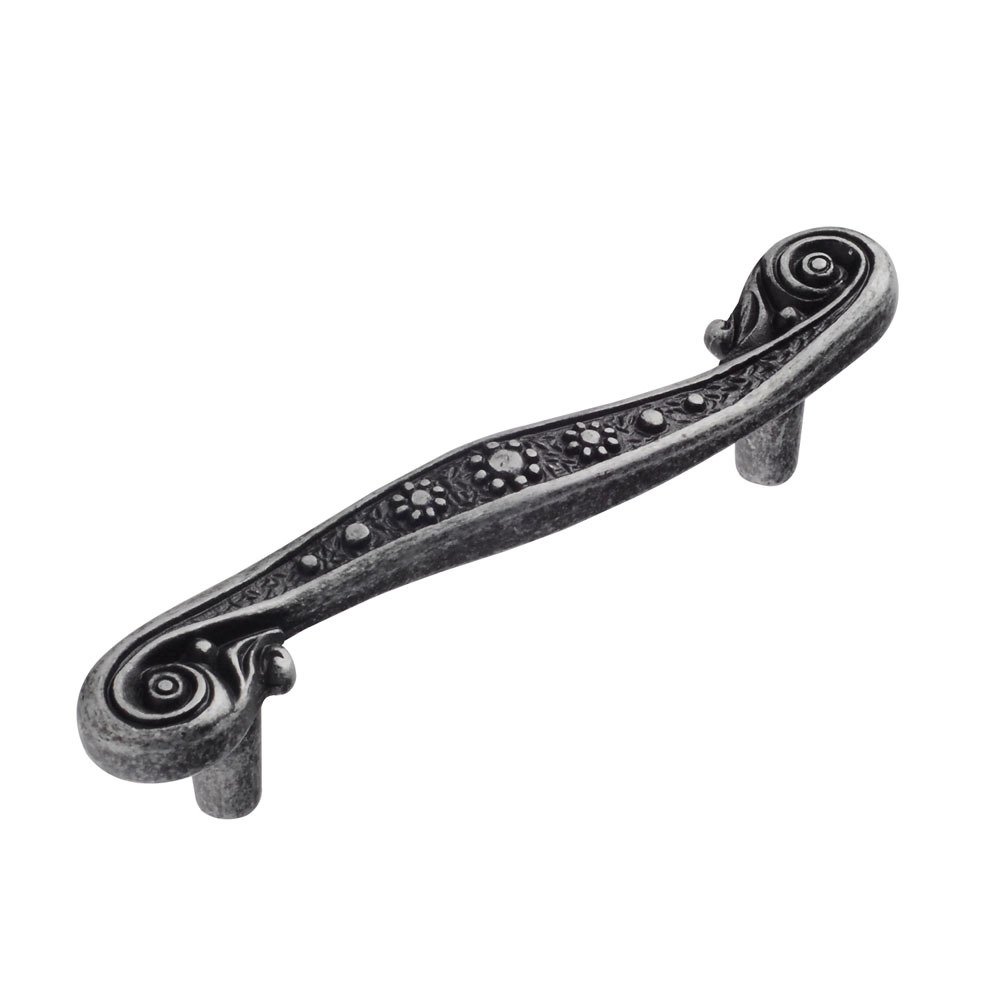 Richelieu 3" Centers Bar Pull with Spiraling Ends in Antique Iron