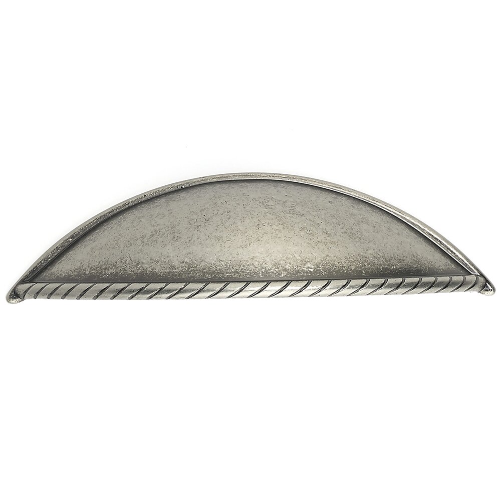 Richelieu 3 3/4" Centers Cup Pull with String Embossed Detail in Pewter