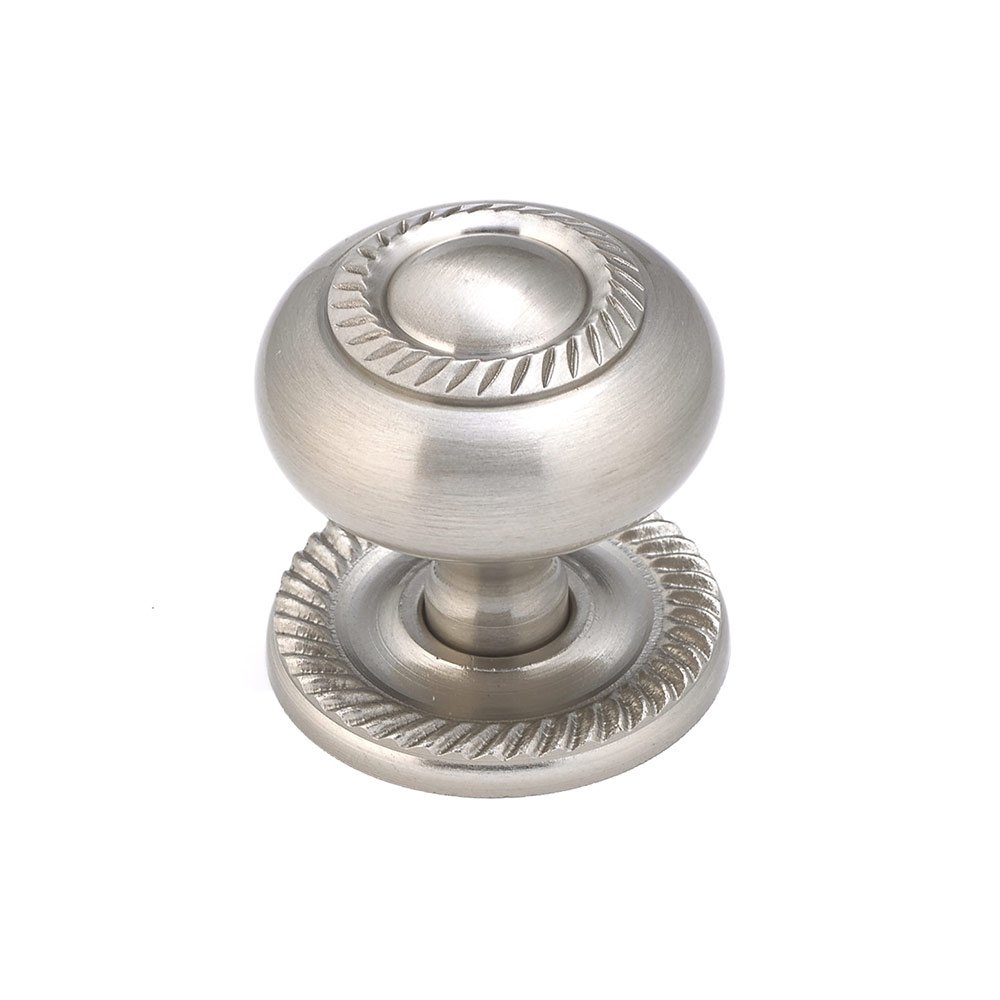 Richelieu Solid Brass 1 1/2" Diameter Knob with String Embossed Detail in Brushed Nickel