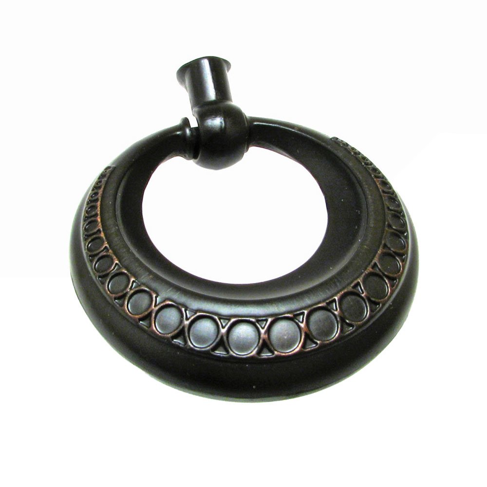 Richelieu 1 7/8" Long Ring Pull with Rings Embossed Detail in Brushed Oil Rubbed Bronze
