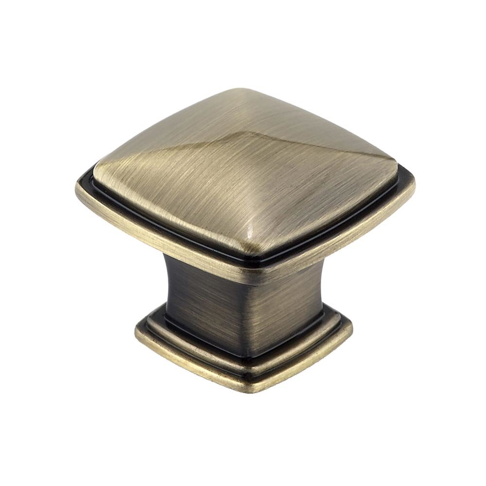 Richelieu 1 7/32" Square Knob with Beveled Accent in Antique English