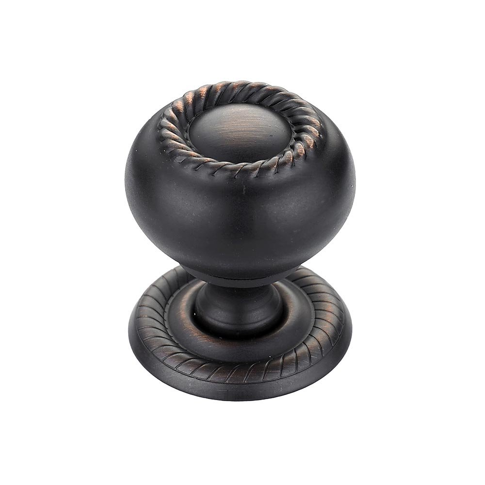 Richelieu 1 1/4" Diameter Knob with String Embossed Detail in Brushed Oil Rubbed Bronze
