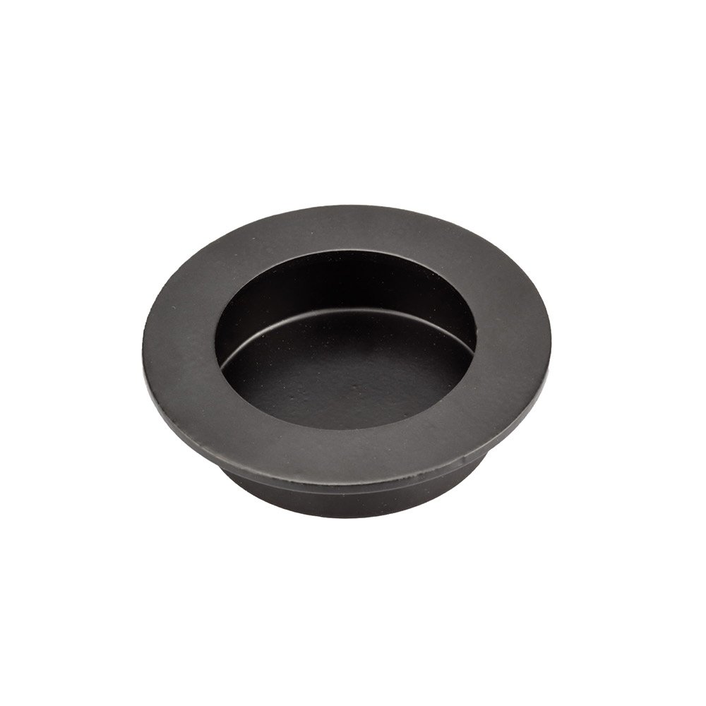 Richelieu 3 1/8" Round Recessed Forged Iron Pull In Matte Black