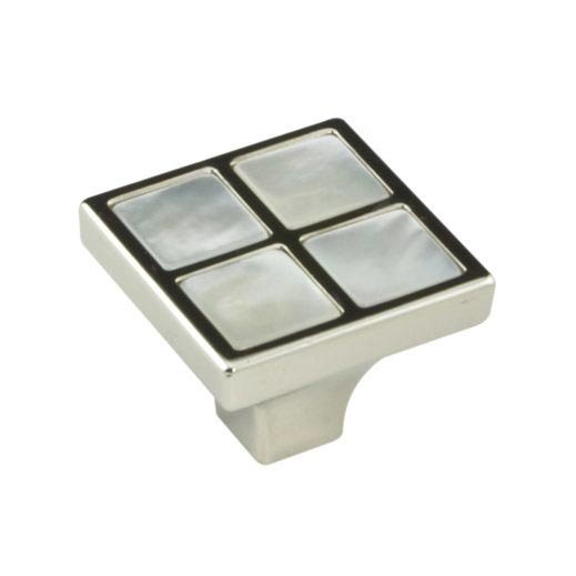 Richelieu 1 1/16" Square Knob in Polished Nickel With Mother Of Pearl