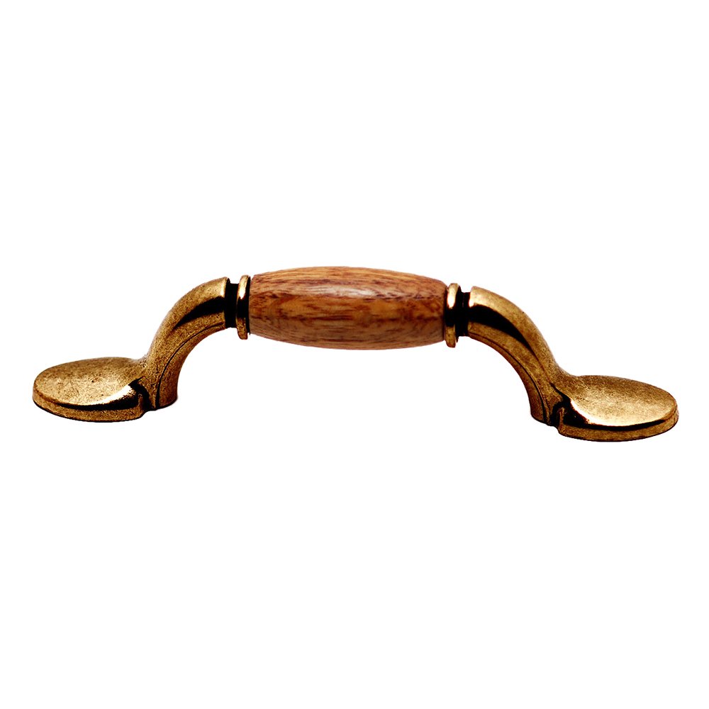 Richelieu 3" Center Handle in Burnished Brass and Rustic Oak