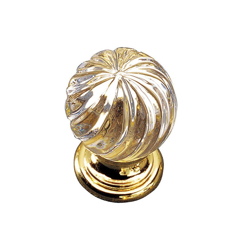 Richelieu 1 3/16" Round Traditional Crystal and Brass Knob in Polished Brass With Clear