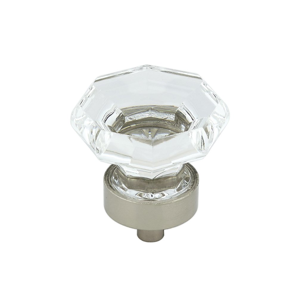 Richelieu 1 3/8" Round Eclectic Acrylic Knob in Brushed Nickel And Clear