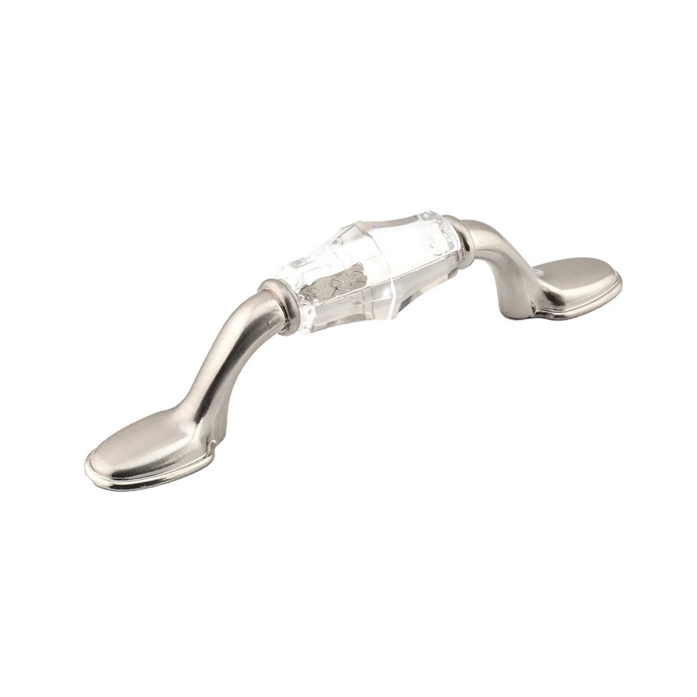 Richelieu 3" Center Montreuil Handle in Brushed Nickel and Clear
