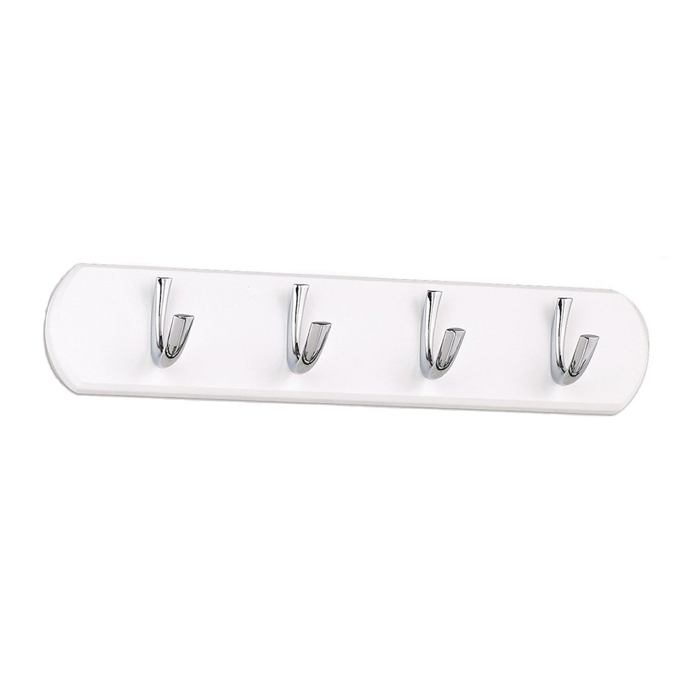 Richelieu Quadruple Contemporary Hook Rack in White And Chrome