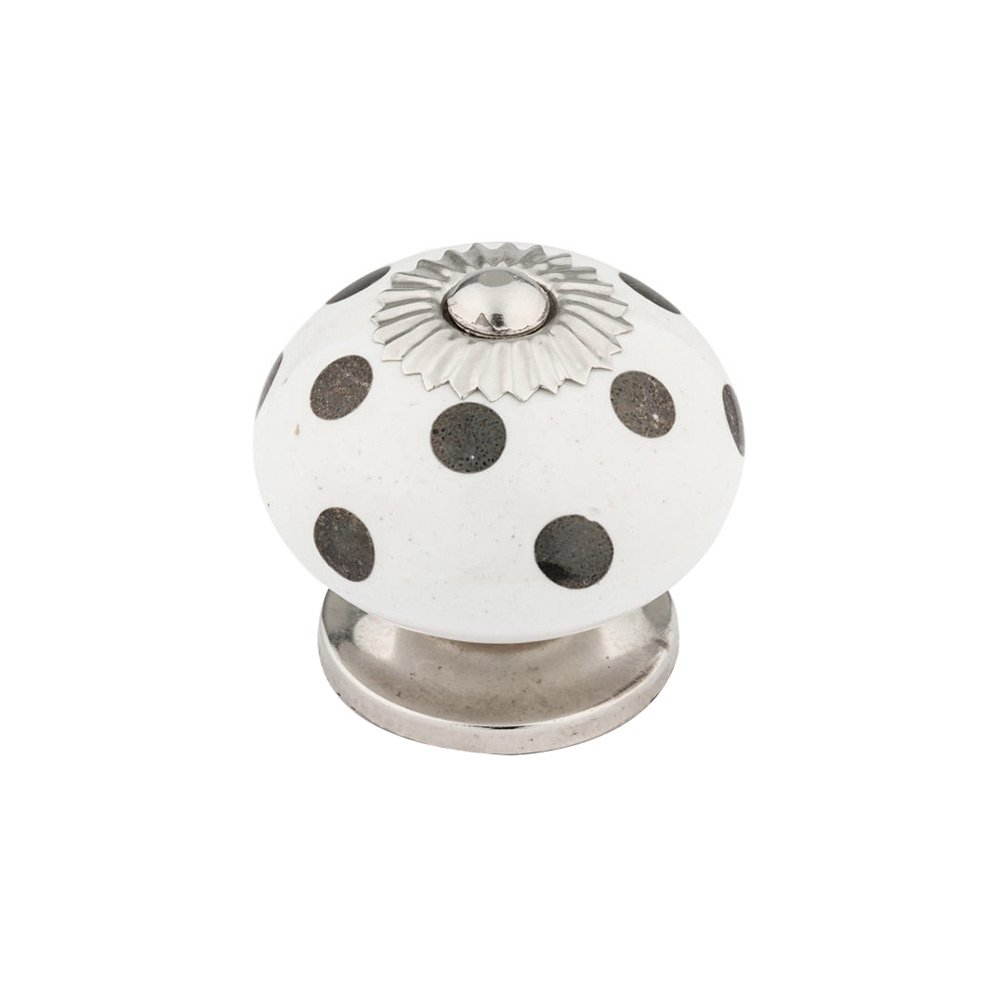 Richelieu 1 9/16" Round Eclectic Ceramic Knob in Chrome With White