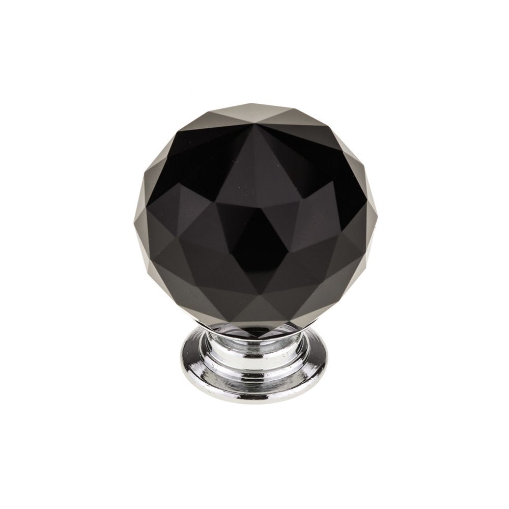 Richelieu 1 3/16" Round Contemporary Crystal Knob in Polished Chrome With Black