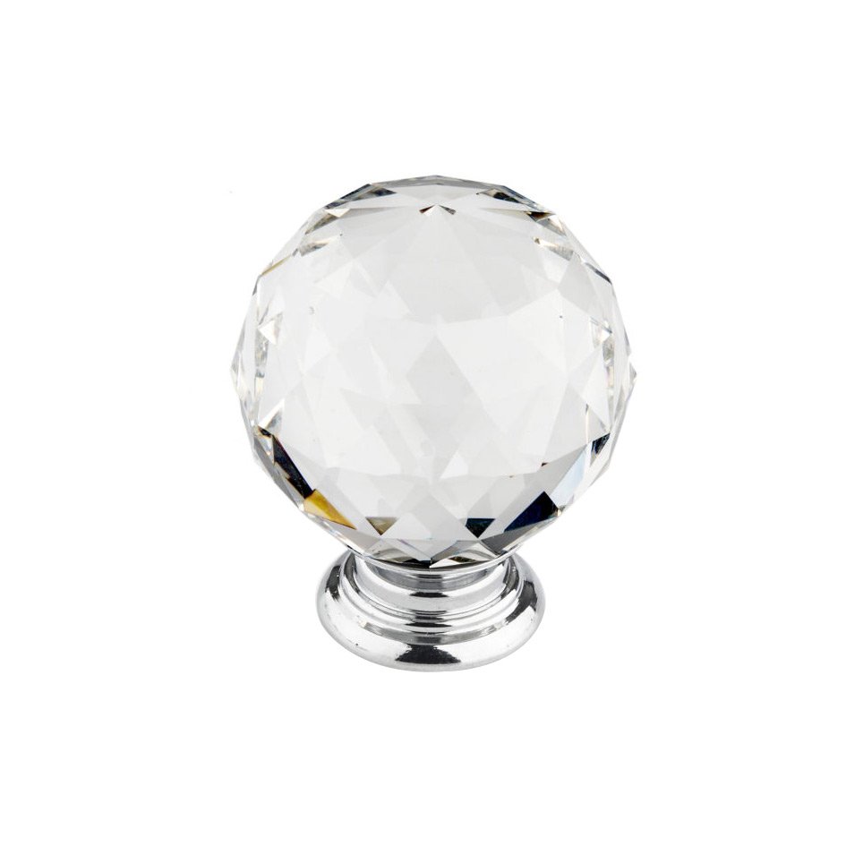Richelieu 1 31/32" Round Contemporary Crystal Knob in Polished Chrome With Crystal