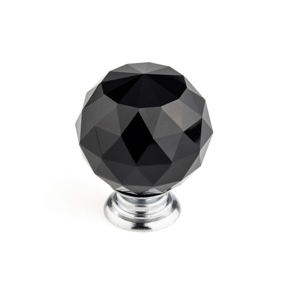 Richelieu 1 31/32" Round Contemporary Crystal Knob in Polished Chrome With Black