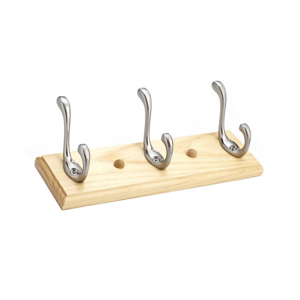 Richelieu Triple Utility Hook Rack (3 Per Pack) in Maple And Brushed Nickel
