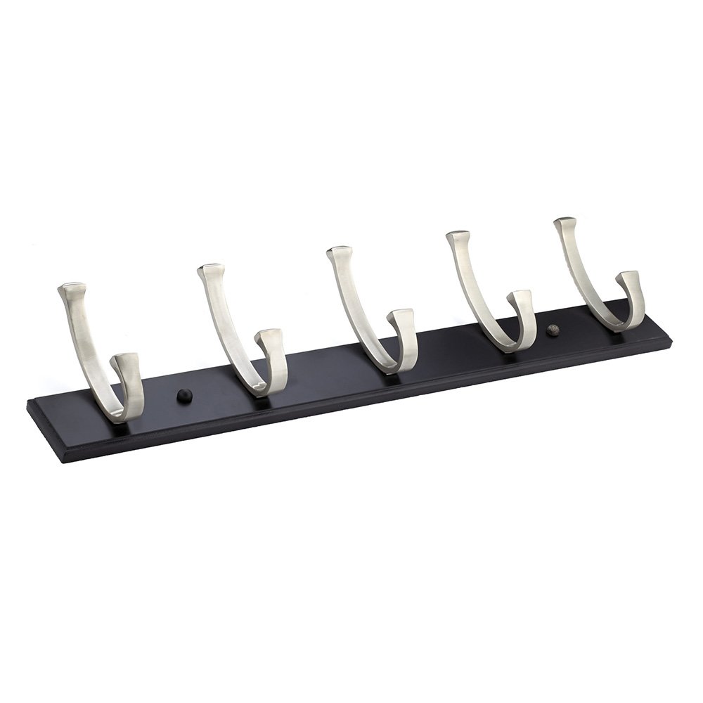 Richelieu Quintuple Contemporary Hook Rack in Brushed Nickel And Black