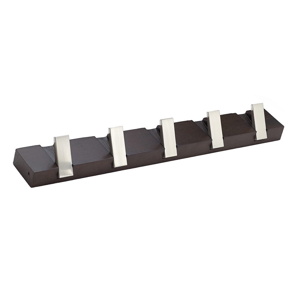 Richelieu Quintuple Contemporary Hook Rack in Mocha And Brushed Nickel