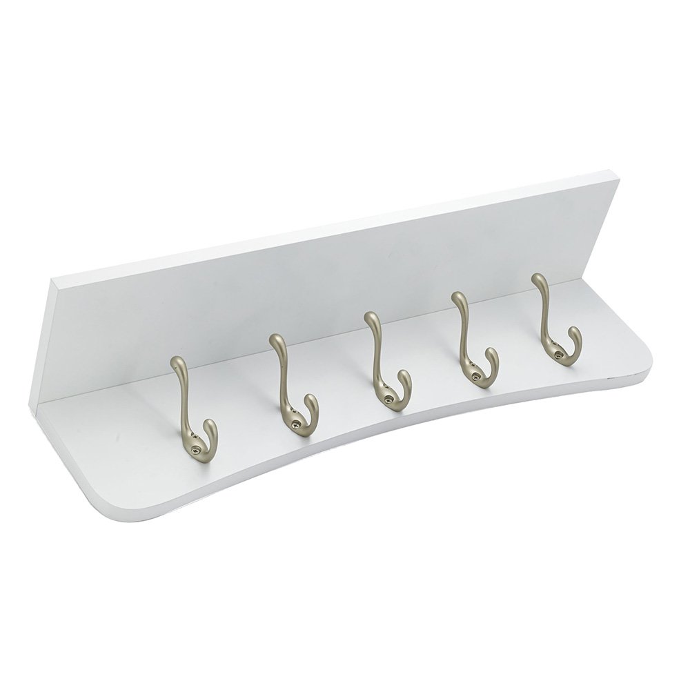 Richelieu Quintuple Utility Hook Rack in Matte Nickel And White