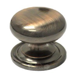 RK International 1 1/2" Plain Solid Knob with Backplate in Antique Copper