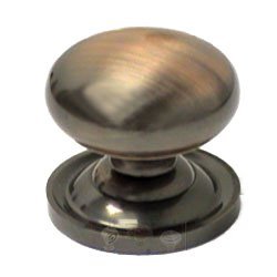 RK International 1 1/8" Plain Solid Knob with Backplate in Antique Copper