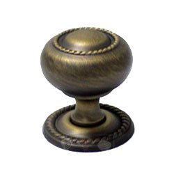 RK International 1 1/4" Rope Knob with Backplate in Antique English