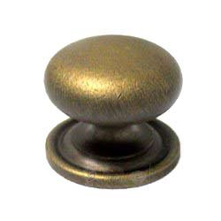 RK International 1 1/2" Plain Solid Knob with Backplate in Antique English