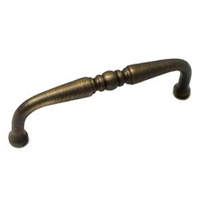 RK International 3 1/2" Center Decorative Curved Pull in Antique English